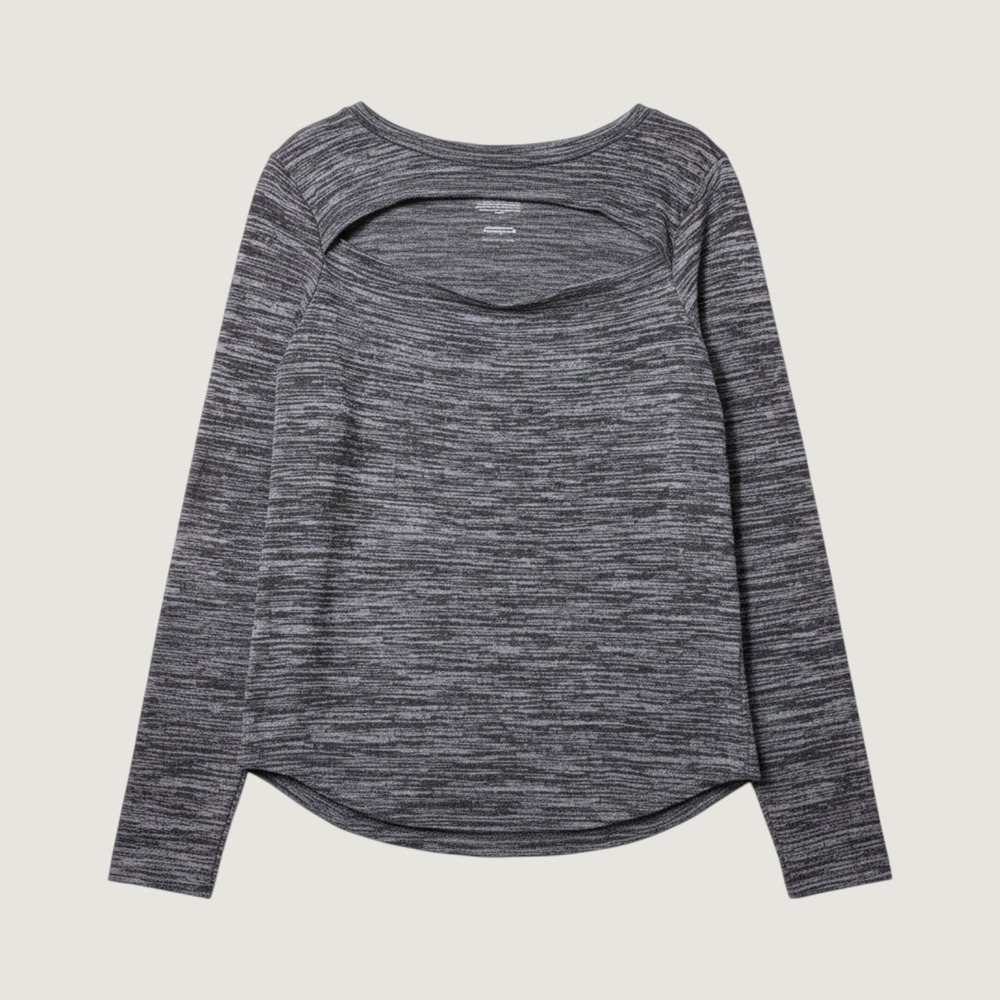 Juicy Couture Womens XL Gray Space Dye Long Sleeve‎ Keyhole Back Top Thumbholes